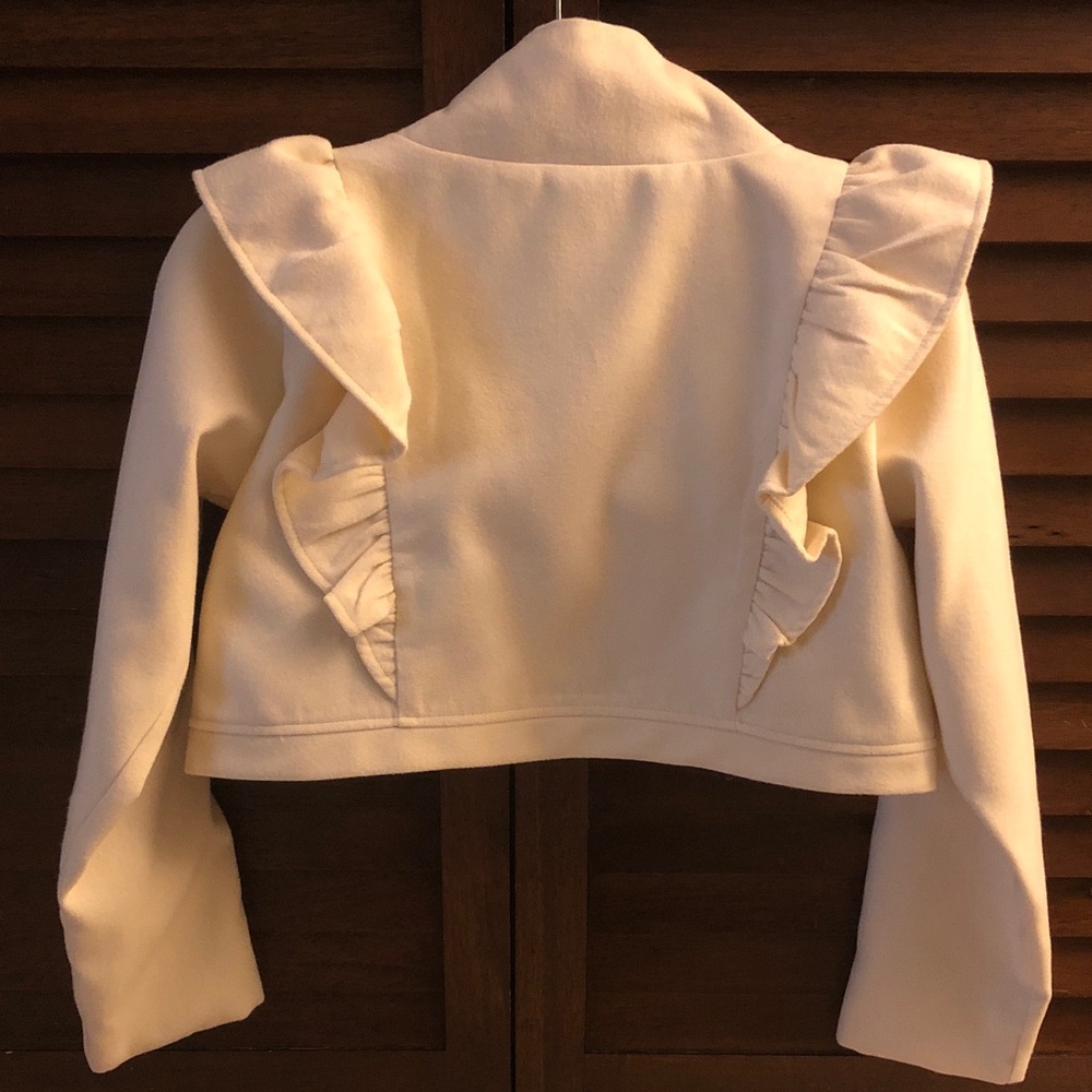 Cream Ruffled Kids Jacket - Picture 4 of 4
